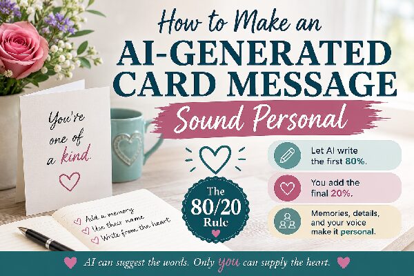 how to make an AI-generated card message sound personal guide page